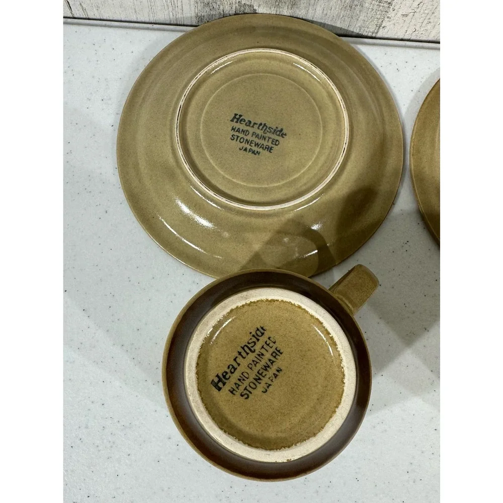 Hearthside‎ Stoneware Dogwood 4 Cups 4 Saucers Hand Painted Japan MCM